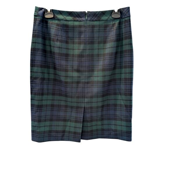 J.Crew Blackwatch Plaid Wool Blend Pencil Skirt Green Blue Size 4 Classic Fit - Picture 2 of 7